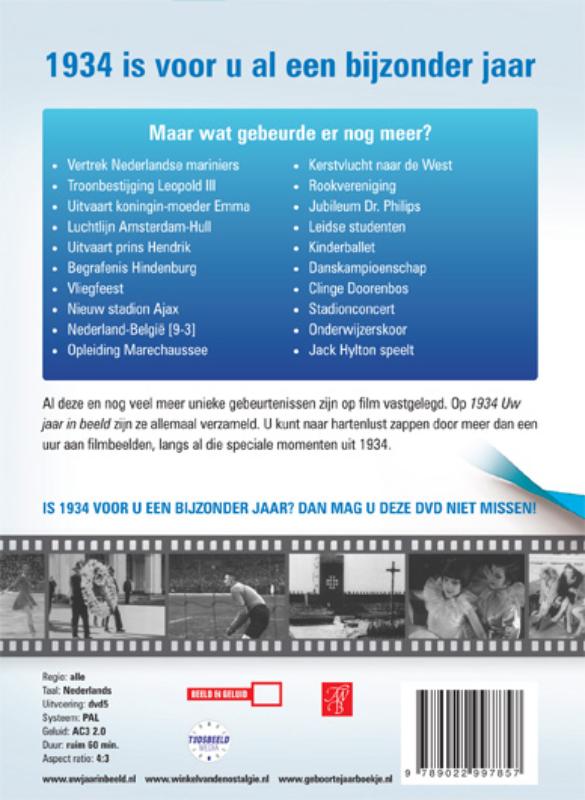 Achterkant van 1934 Uw jaar in beeld