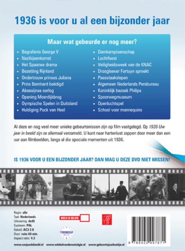 Achterkant van 1936 Uw jaar in beeld