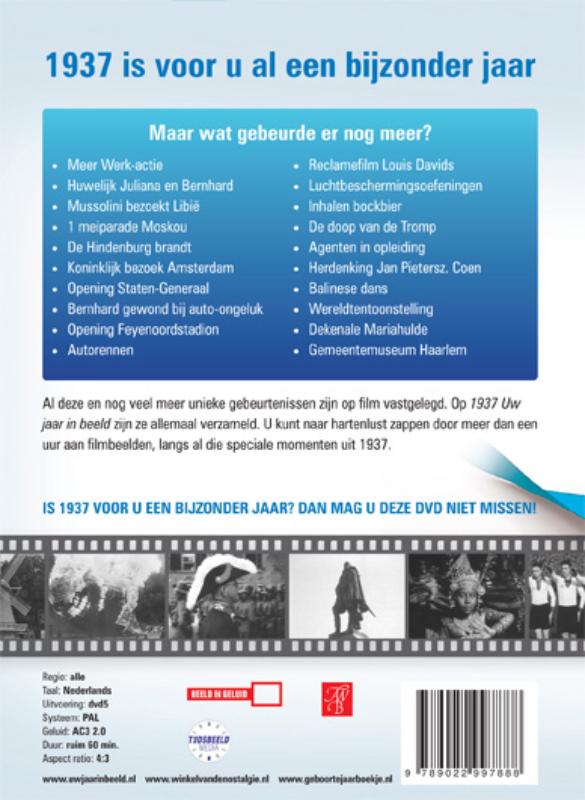 Achterkant van 1937 Uw jaar in beeld