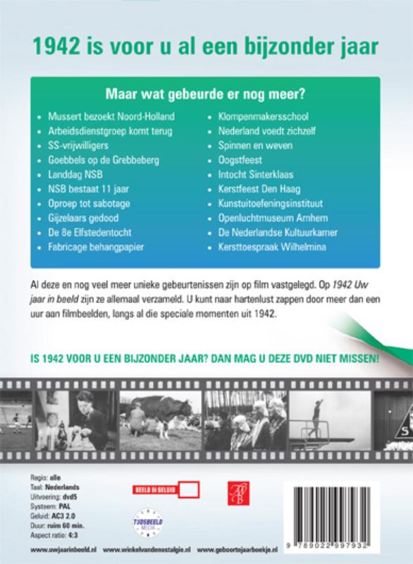 Achterkant van 1942 Uw jaar in beeld