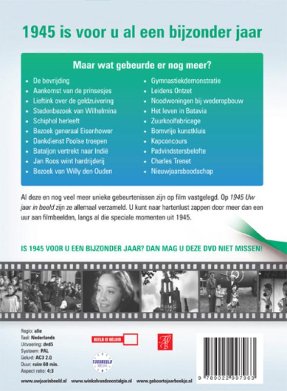 Achterkant van 1945 Uw jaar in beeld