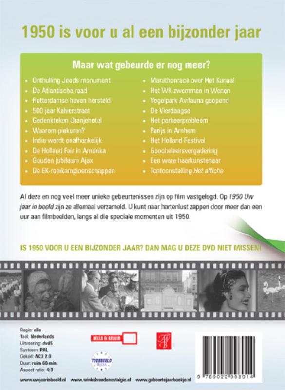 Achterkant van 1950 Uw jaar in beeld