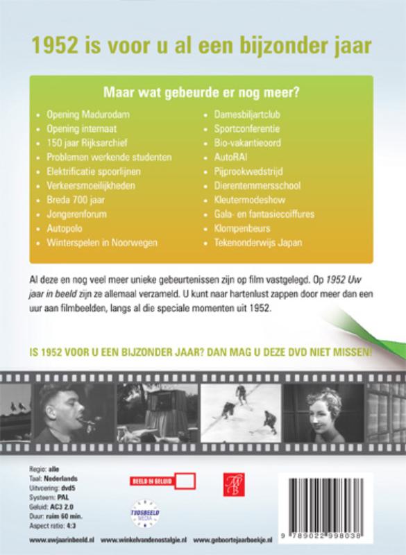 Achterkant van 1952 Uw jaar in beeld