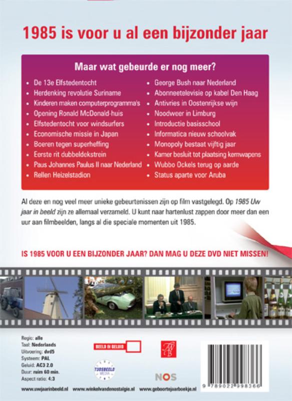 Achterkant van 1985 Uw jaar in beeld