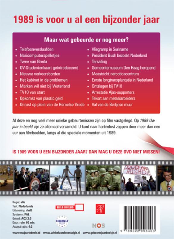 Achterkant van 1989 Uw jaar in beeld
