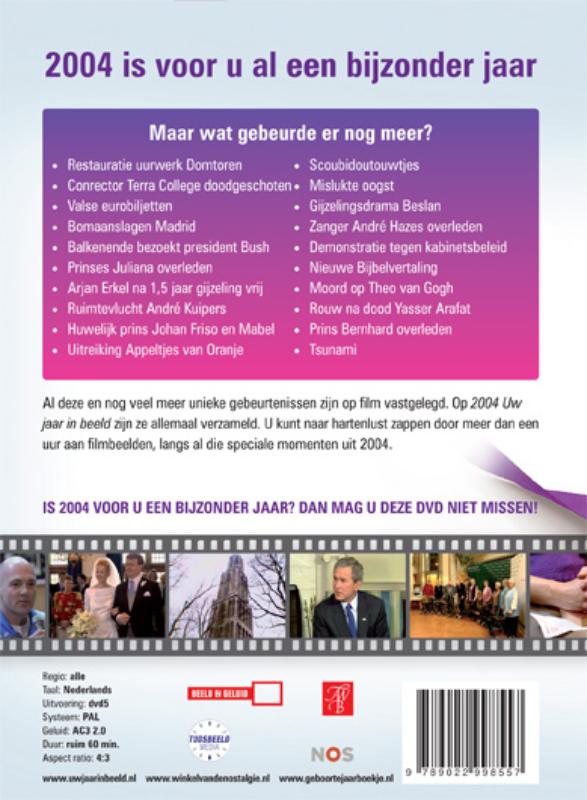 Achterkant van 2004 Uw jaar in beeld