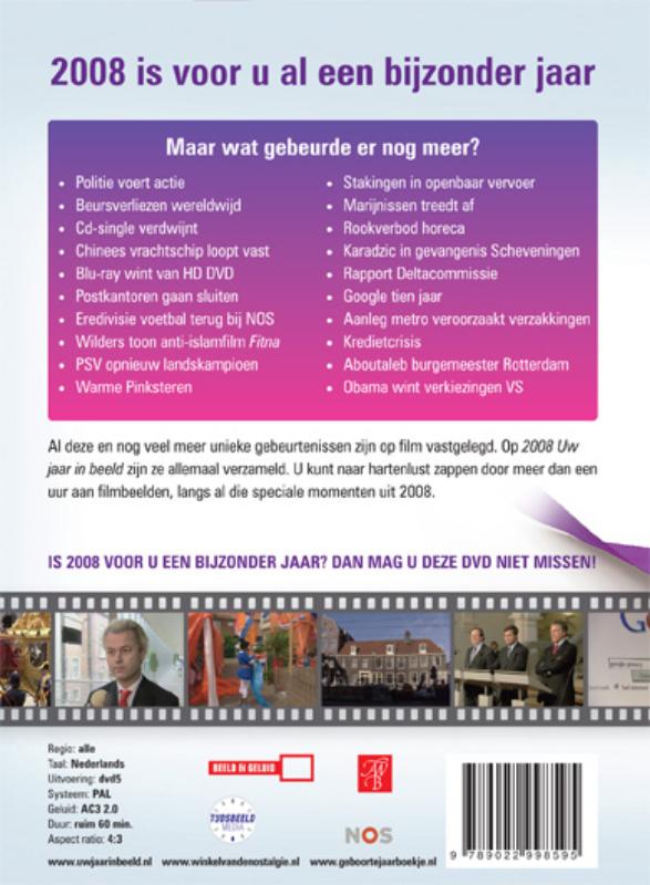 Achterkant van 2008 Uw jaar in beeld