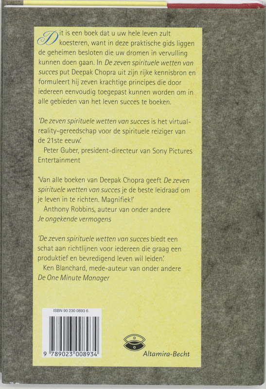 Achterkant van De zeven spirituele wetten van succes