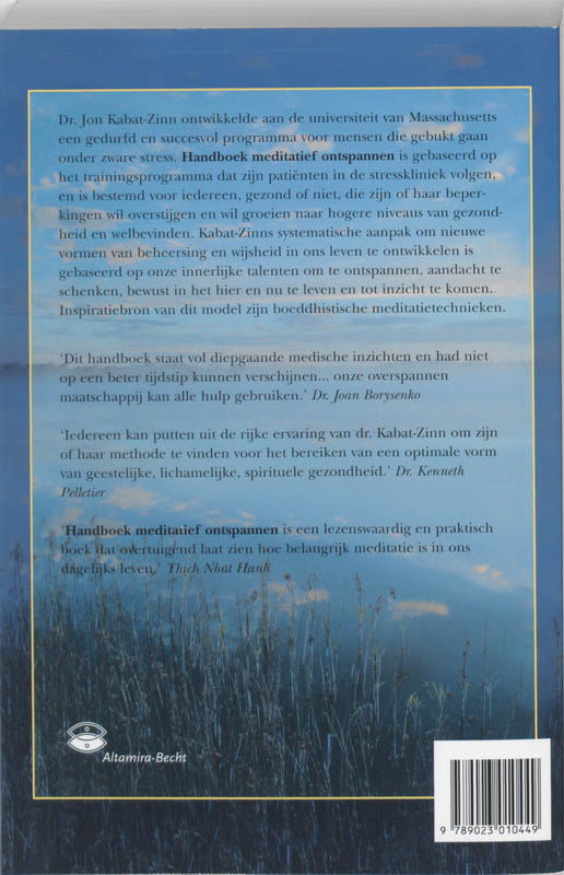 Achterkant van Handboek meditatief ontspannen