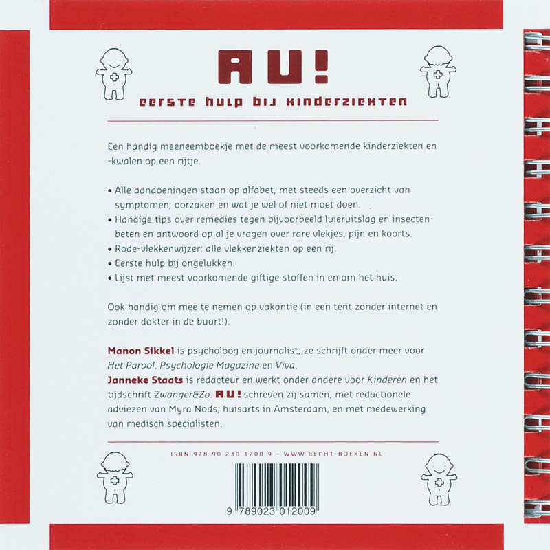 Achterkant van Au! eerste hulp bij kinderziekten