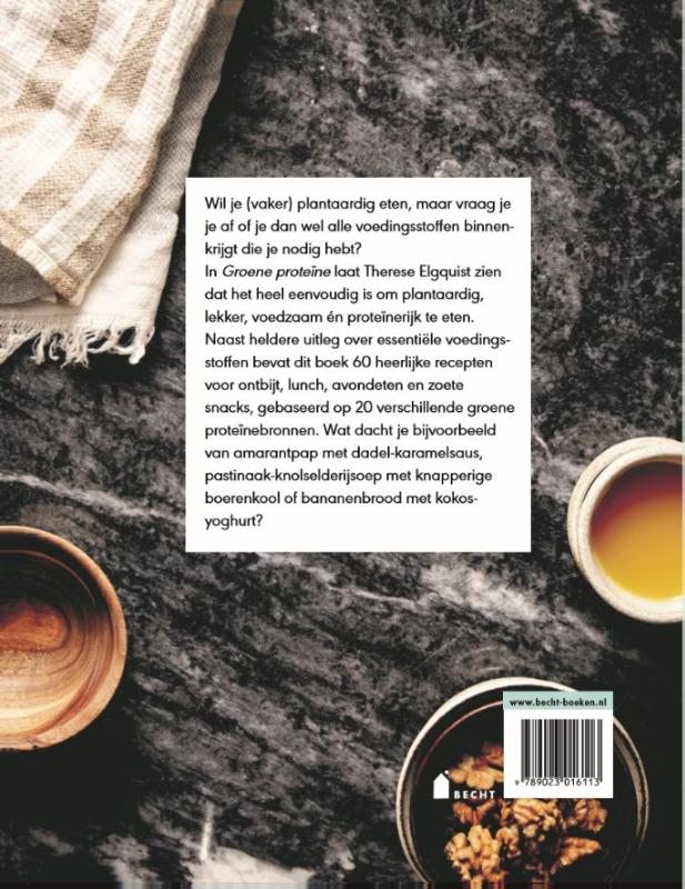 Achterkant van Groene proteïne