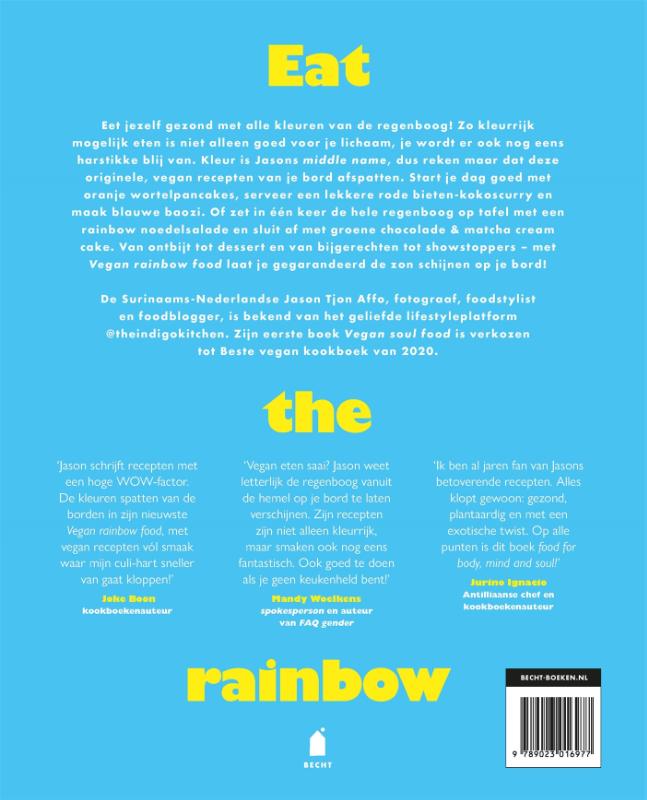 Achterkant van Vegan rainbow food