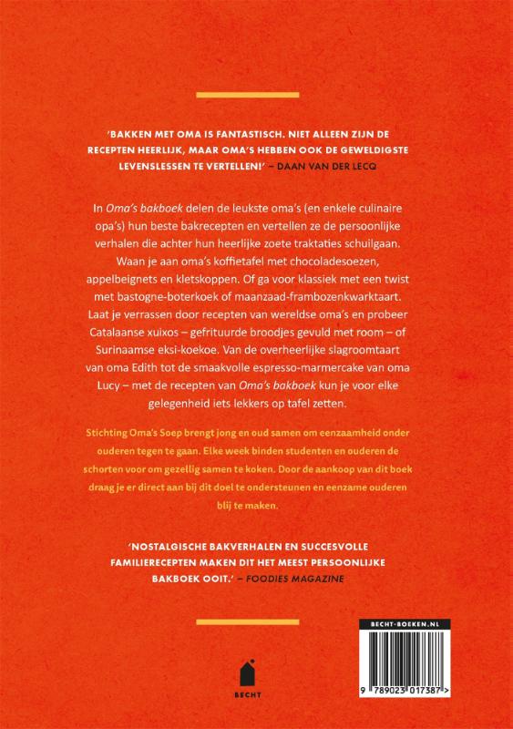 Achterkant van Oma's bakboek
