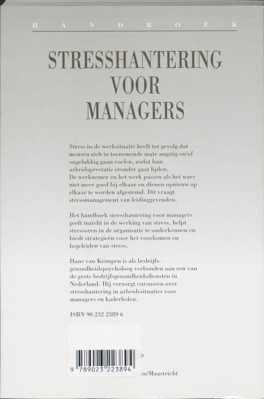 Achterkant van Handboek stresshantering voor managers