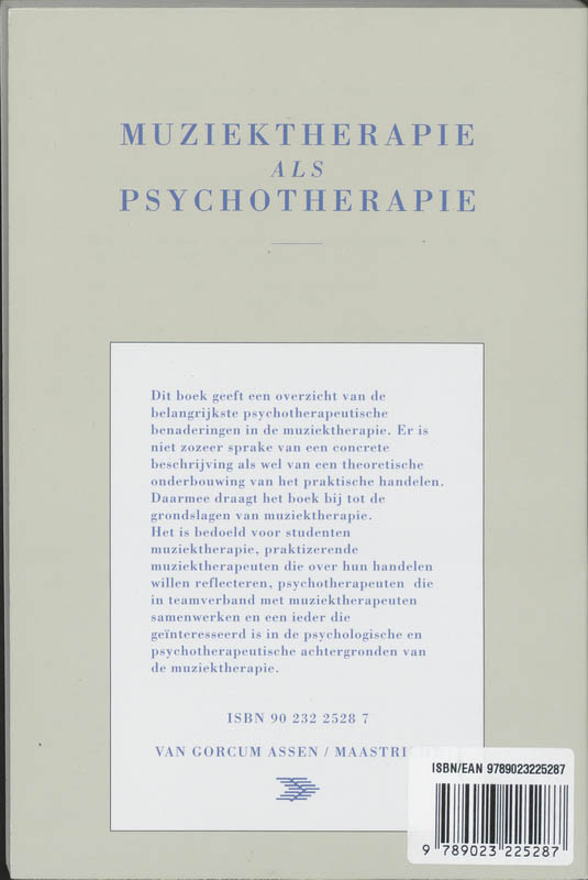 Achterkant van Muziektherapie als psychotherapie