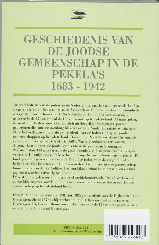 Achterkant van Geschiedenis van de Joodse gemeenschap in de Pekela's 1683-1942