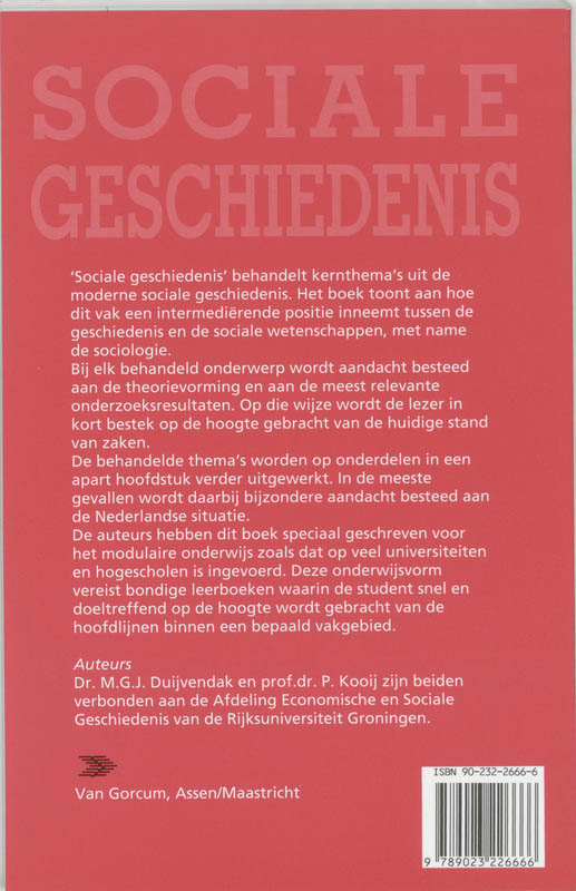 Achterkant van Sociale geschiedenis