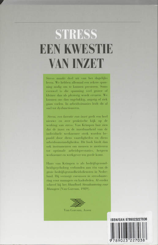 Achterkant van Stress, een kwestie van inzet