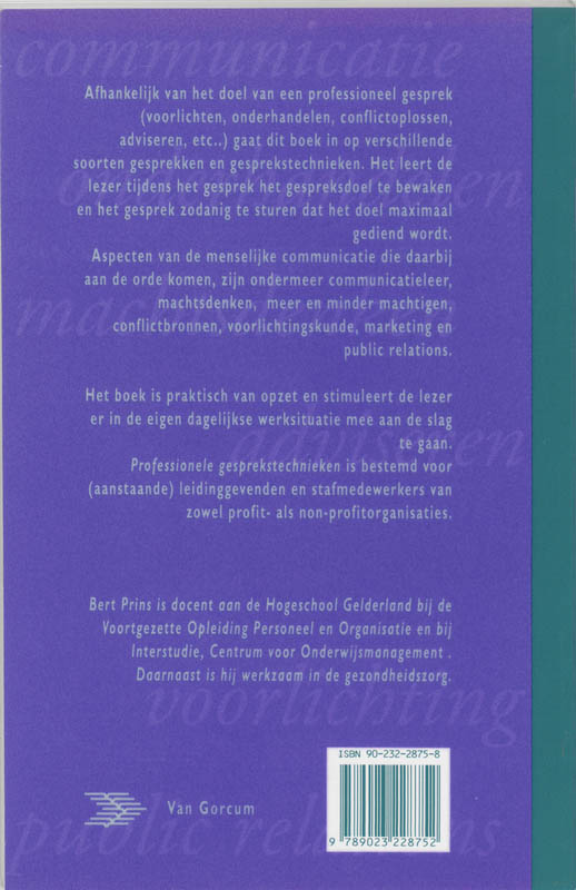 Achterkant van Professionele gesprekstechnieken