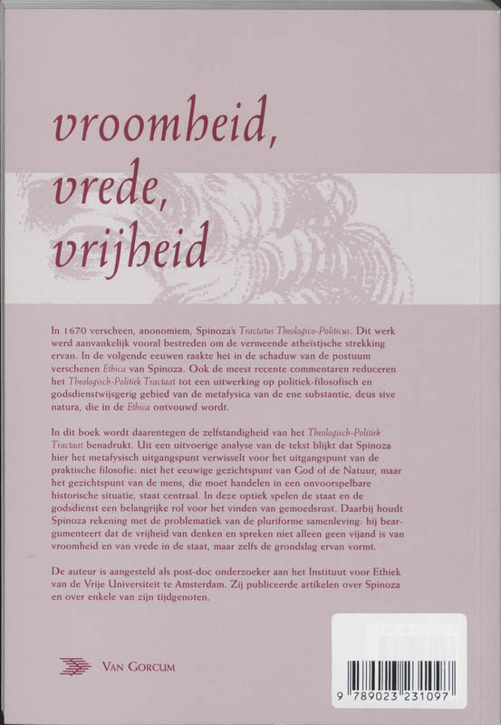 Achterkant van Vroomheid, vrede, vrijheid