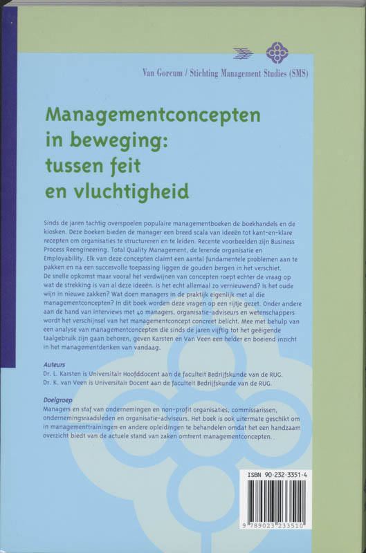 Achterkant van Managementconcepten in beweging