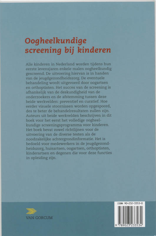 Achterkant van Oogheelkundige screening bij kinderen