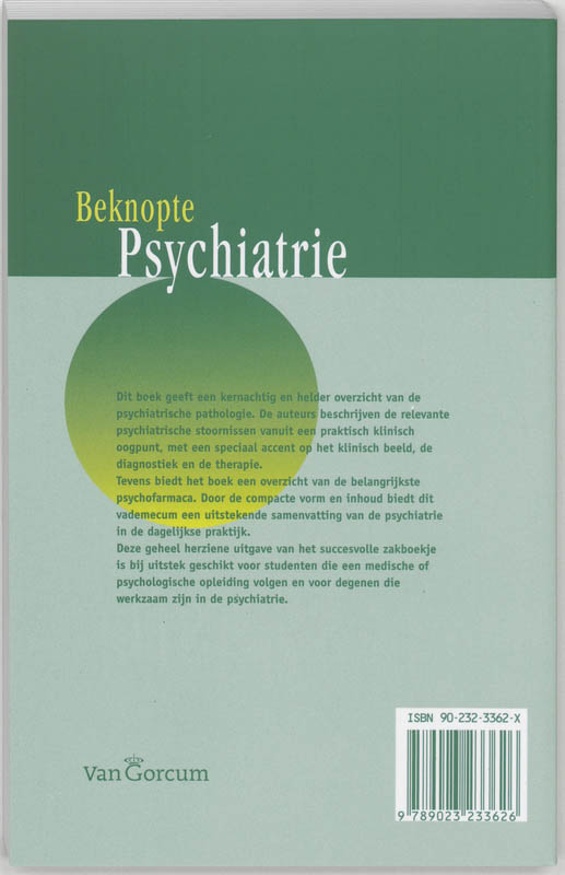 Achterkant van Beknopte psychiatrie
