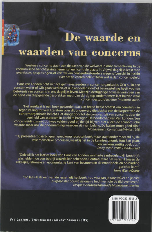 Achterkant van De waarde en waarden van concerns