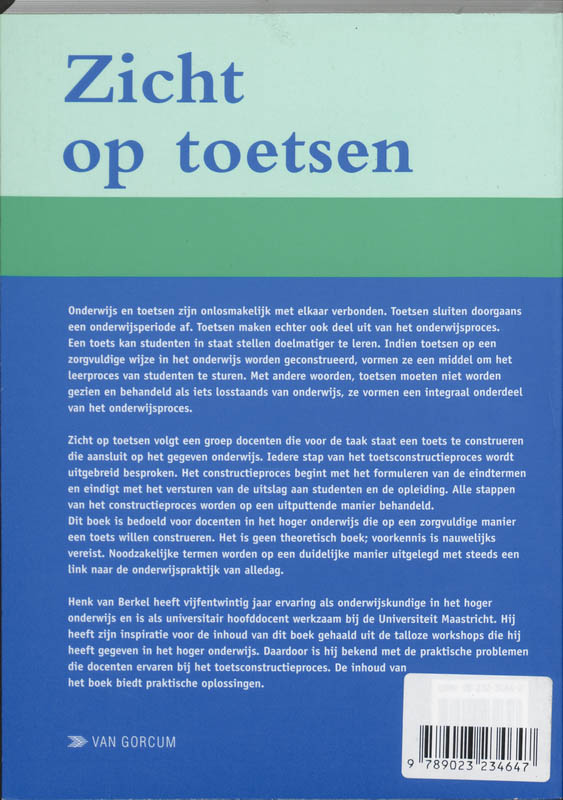 Achterkant van Zicht op toetsen