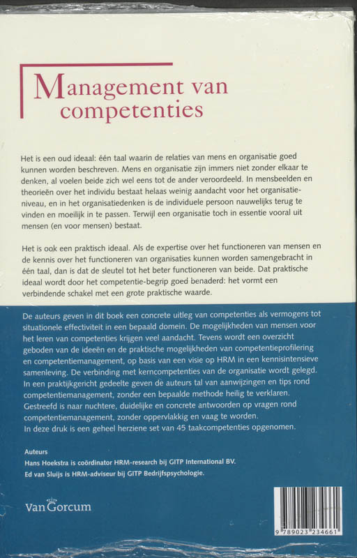 Achterkant van Management van competenties