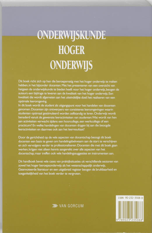 Achterkant van Onderwijskunde Hoger Onderwijs