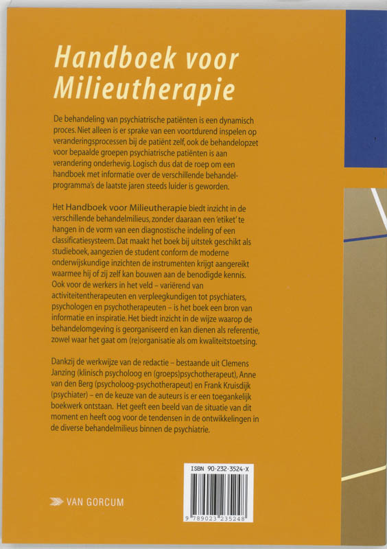Achterkant van Handboek voor milieutherapie