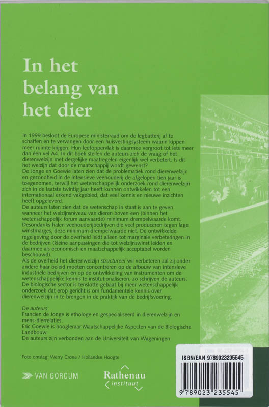 Achterkant van In het belang van het dier