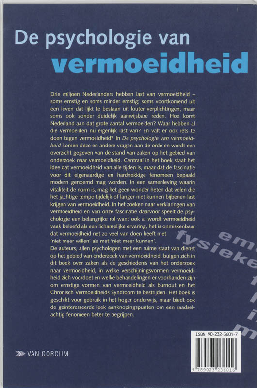 Achterkant van De psychologie van vermoeidheid