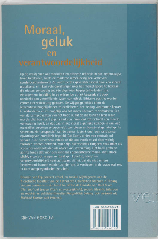 Achterkant van Moraal, geluk en verantwoordelijkheid