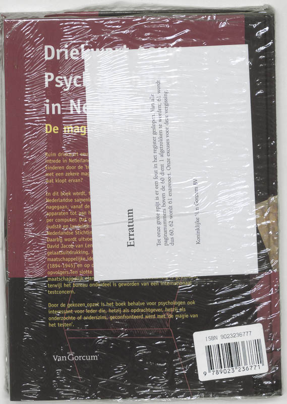 Achterkant van Driekwart eeuw Psychotechniek in Nederland