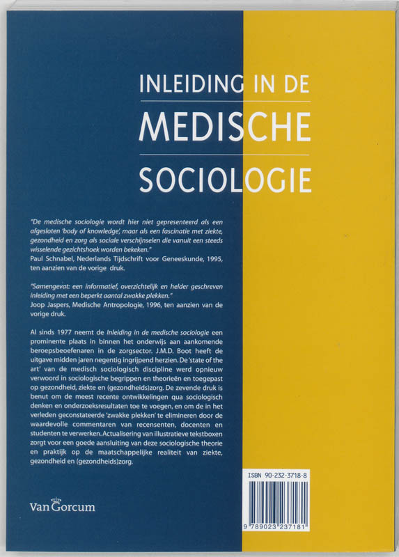 Achterkant van Inleiding in de medische sociologie