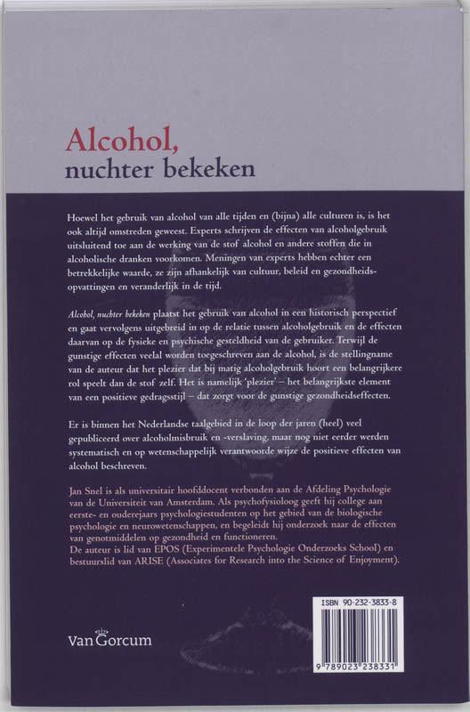 Achterkant van Alcohol, nuchter bekeken