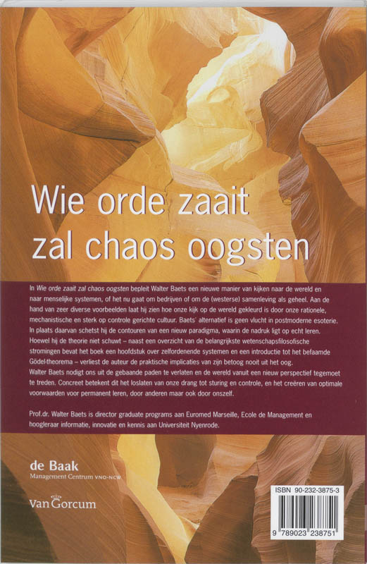 Achterkant van Wie orde zaait zal chaos oogsten