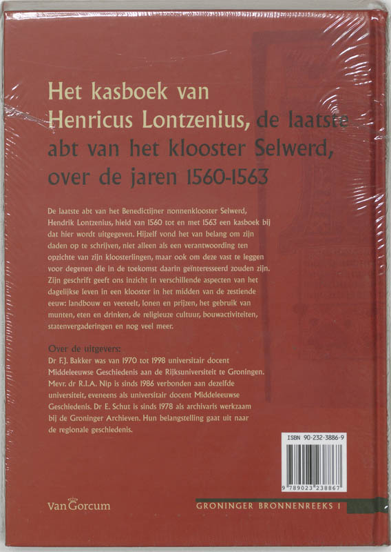 Achterkant van Het kasboek van Henricus Lontzenius, de laatste abt van het klooster Selwerd, over de jaren 1560-1563
