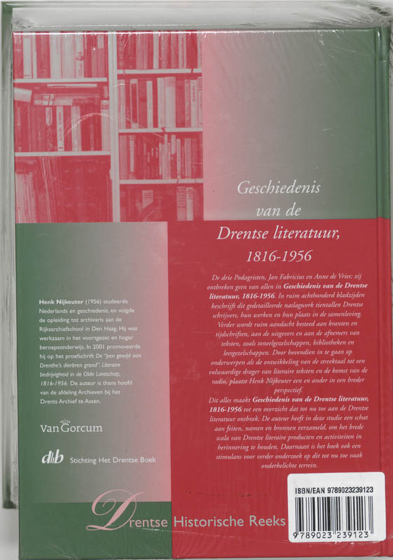 Achterkant van Geschiedenis van de Drentse literatuur, 1816-1956
