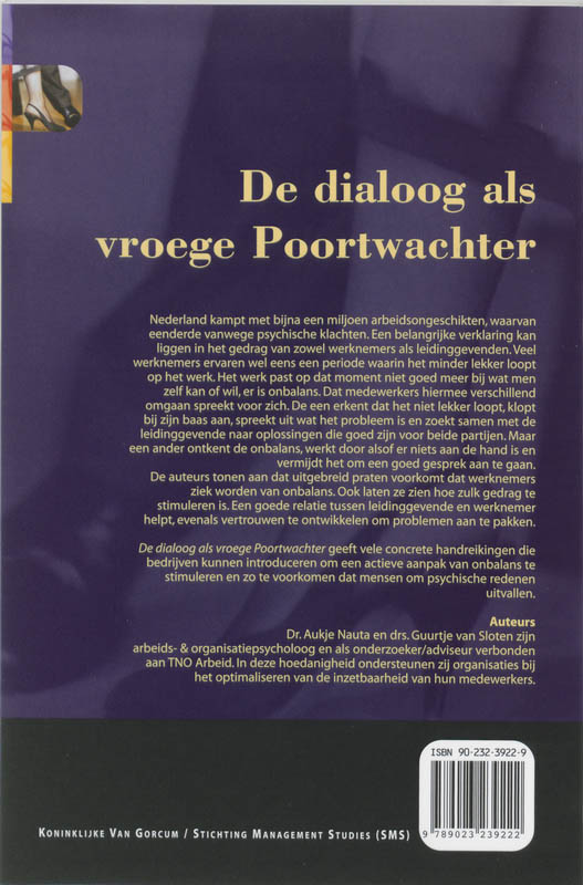 Achterkant van De dialoog als vroege Poortwachter