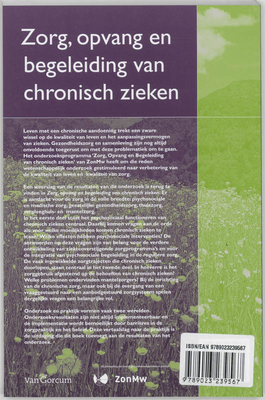 Achterkant van Zorg, opvang en begeleiding van chronisch zieken