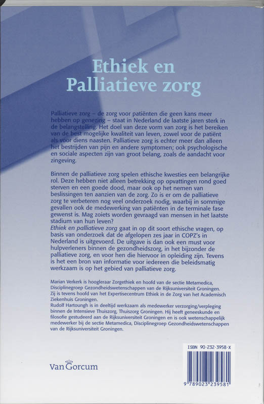 Achterkant van Ethiek en palliatieve zorg