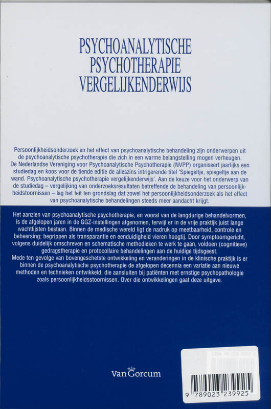 Achterkant van Psychoanalytische psychotherapie vergelijkenderwijs