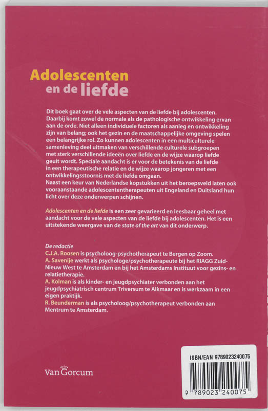 Achterkant van Adolescenten en de liefde