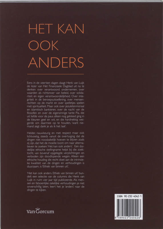 Achterkant van Het kan ook anders Ethiek van binnenuit