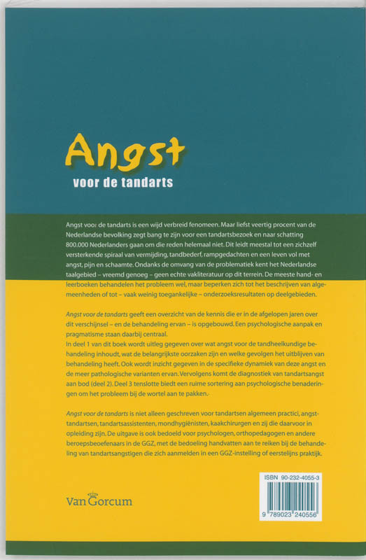 Achterkant van Angst voor de tandarts