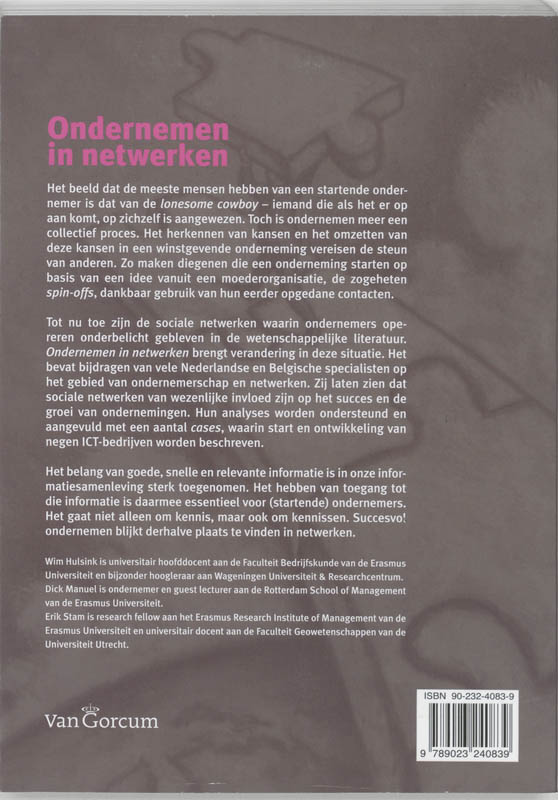Achterkant van Ondernemen in netwerken