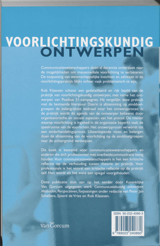 Achterkant van Voorlichtingskundig ontwerpen